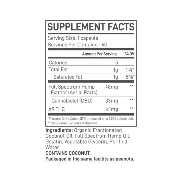 Extract Labs Full Spectrum CBD Softgels 2000mg 60ct Supplement Facts