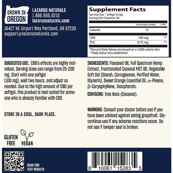 Lazarus-Naturals-Full-Spectrum-CBD-Softgels-100mg-40ct-Supplement-Facts