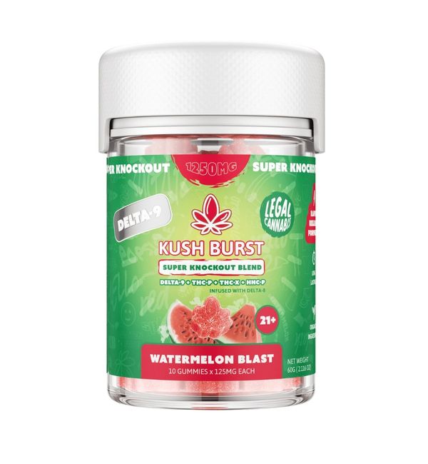 Kush Burst Super Knockout Gummies Juicy Watermelon 1250mg 10ct