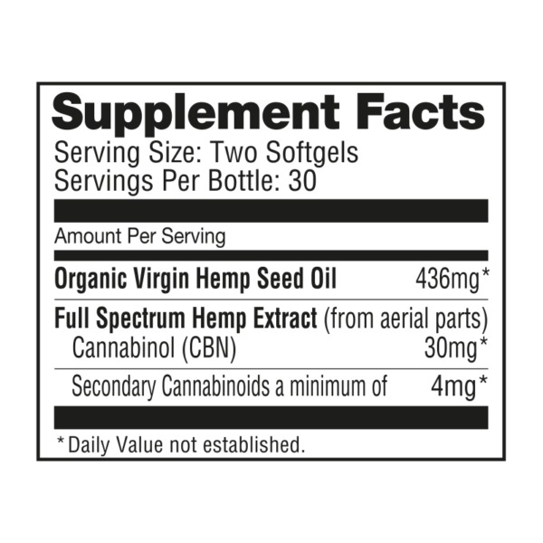 NuLeaf Naturals Full Spectrum CBN Softgels 900mg 60ct Supplement Facts