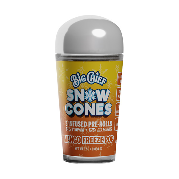 Big Chief THCA Snow Cone Pre-Rolls Mango Freeze Pop 5ct 2.5g