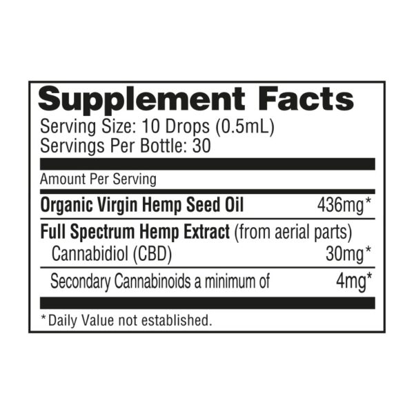 NuLeaf Naturals Full Spectrum CBD Oil 900mg 15ml Supplement Facts