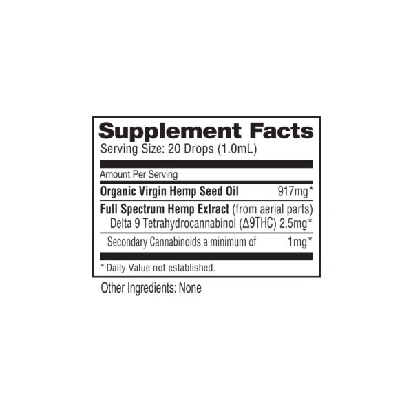 NuLeaf Naturals Full Spectrum Delta 9 Oil 125mg 50ml Supplement Facts
