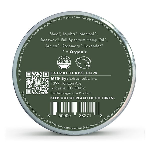 Extract Labs Full Spectrum CBD Muscle Cream 2000mg Supplement Facts